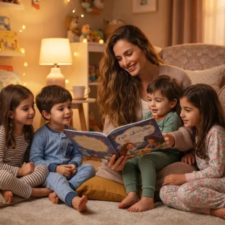 صورة أم تقرأ قصصاً قبل النوم