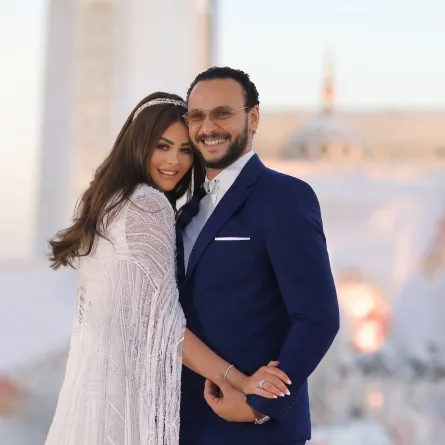  أحمد خالد صالح وهنادي مهنا من جلسة تصوير الزفاف - الصورة من المكتب الصحفي