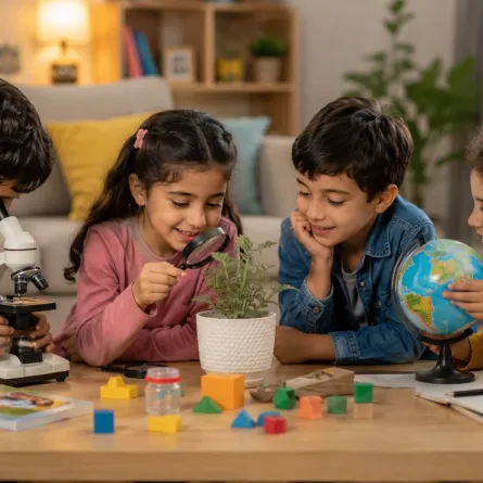 صورة لأطفال يلعبون ألعاب فضول منزلية ممتعة