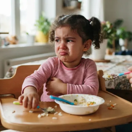صورة لطفلة تبكي وترفض الطعام