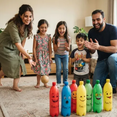  صورة عائلة تلعب البولينغ