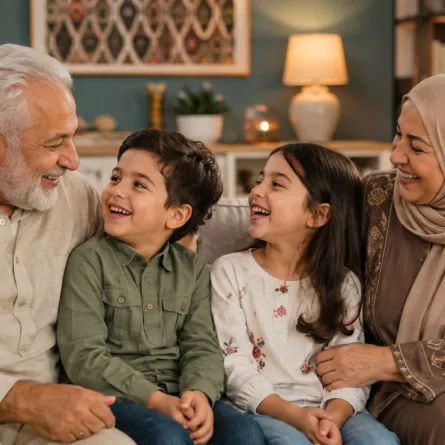 صورة للجدين مع الأطفال