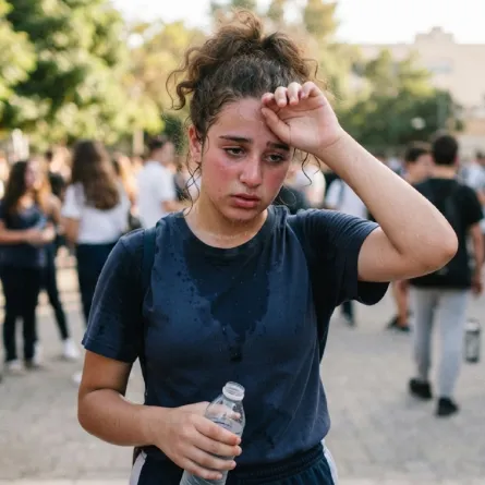 صورة لمراهقة تعاني من هبات الساخنة