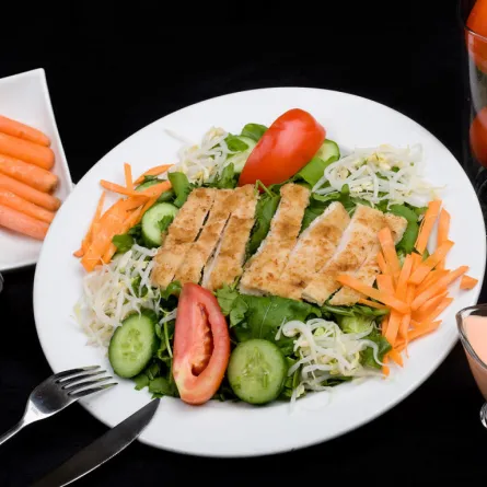 سلطة الجرجير والدجاج المغذّية