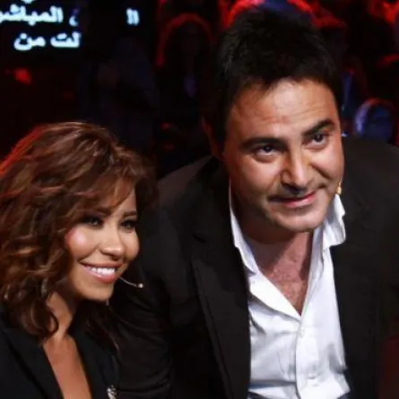 مراد بوريقي وفريد غنام مع مدربيهما شيرين وعاصي في موازين