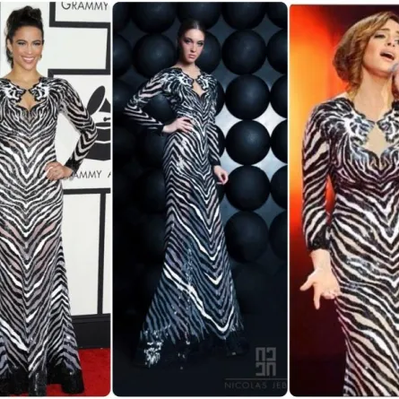 من الأجمل بتصميم نيكولا جبران ...آمال ماهر أم Paula Patton