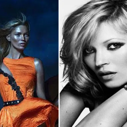 كايت موس على الملصق الإعلاني لدار فرساتشي