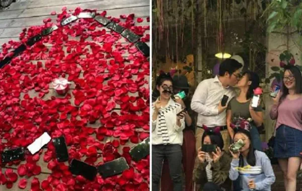 بالصور: عرض زواج مبتكر باستخدام 25 «آيفون X»