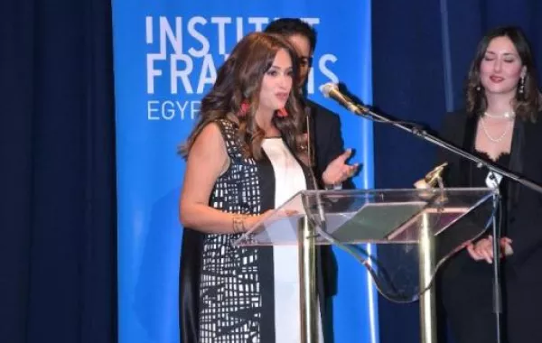 بالصور.. هند صبري تدعم المرأة بالمعهد الفرنسي في القاهرة