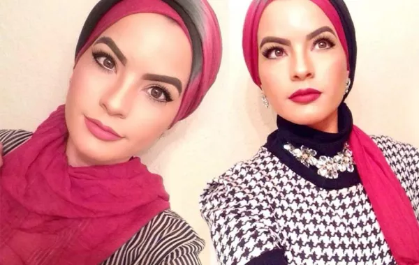 لفات سكارف بوشاح بلونين بالصور