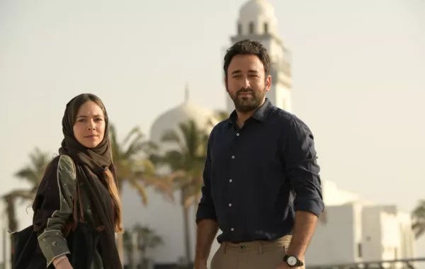 فاطمة البنوي وياسر السقاف أحد أبطال الفيلم - الصورة من المسؤول الإعلامي للفيلم