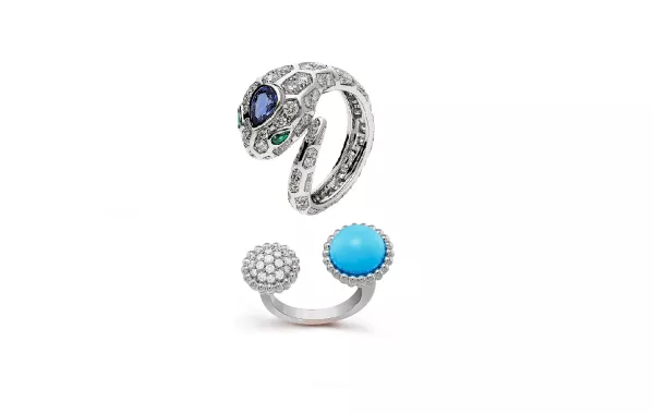 موديلات خواتم ذهب أبيض مرصعة بالأحجار الكريمة