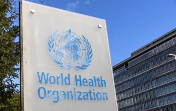 The World Health Organisation (WHO) logo is seen near its headquarters in Geneva, Switzerland, February 2, 2023. REUTERS/Denis Balibouse/File Photo