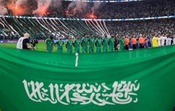 المنتخب السعودي خلال مواجهة نظيره العراق