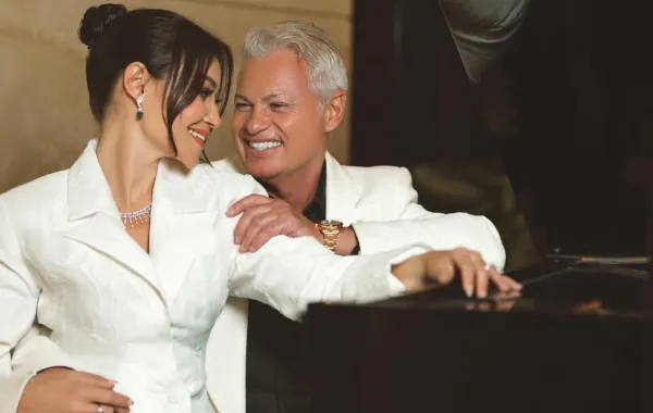 أروى جودة وزوجها - الصورة من مكتبها الصحفي