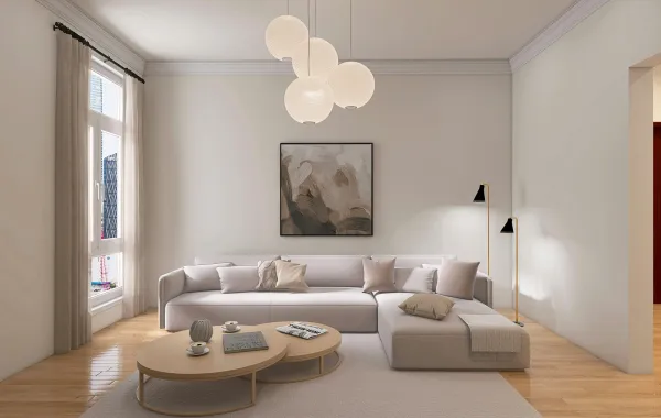 منزل مع جدران مطلية بالرمادي