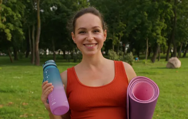 صورة لحامل تستعد لممارسة الرياضة