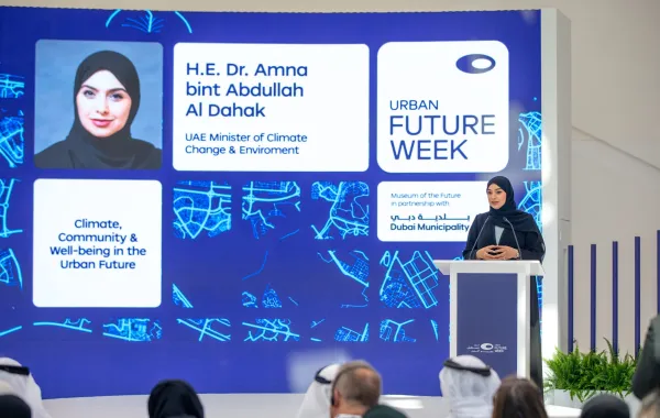 جانب من جلسات أسبوع مستقبل المدن. الصورة من مكتب دبي الإعلامي