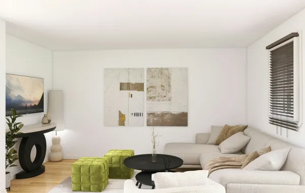 غرفة معيشة مودرن بيضاء