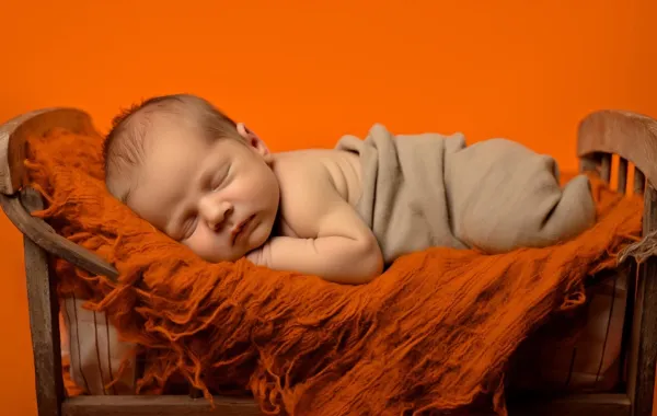 صورة لرضيع ينام على بطنه