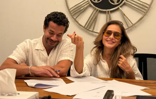 نيللي كريم وشريف سلامة فى تحضيرات مسلسل أنا - الصورة من صفحة نيللي كريم على فيسبوك