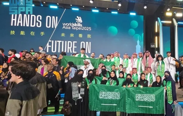 الوفد السعودي يرفع راية المملكة في مسابقة المهارات الآسيوية 2025 - الصورة من وكالة الأنباء السعودية "واس"
