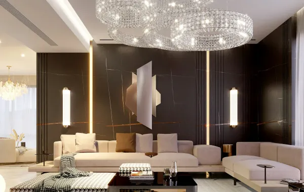 غرفة معيشة فاخرة وعصرية