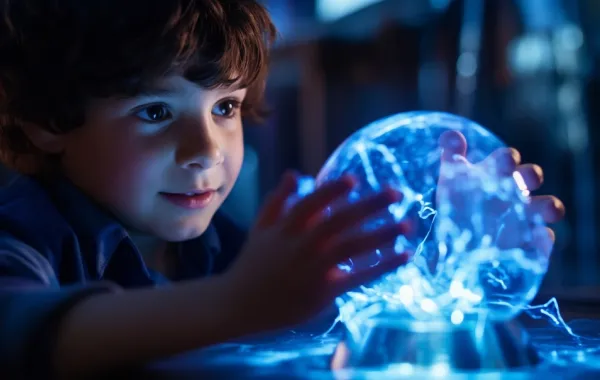 طفل منشغل بلعبة الذكاء الاصطناعي