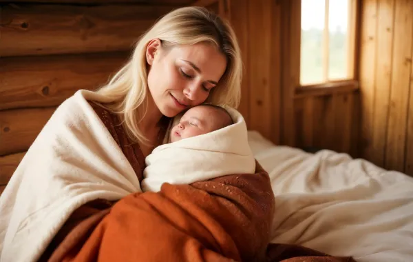 صورة لأم مع مولودها بعد الولادة