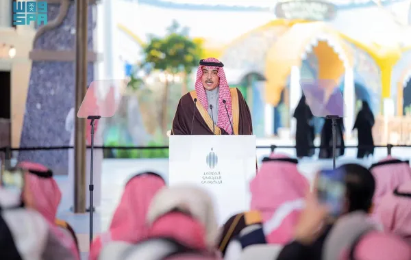 وزير الإعلام السعودي في المؤتمر الصحفي الحكومي - الصورة من وكالة الأنباء السعودية "واس"