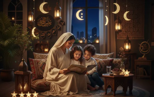 صورة أم تقرأ القصص لأطفالها