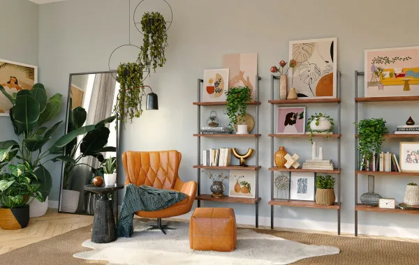 تحف كثيرة في شقة عصرية