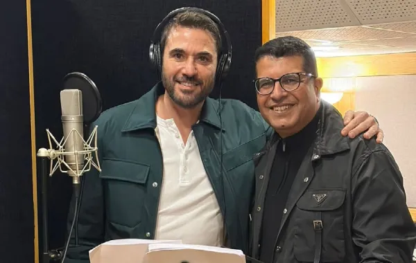 أحمد عز والمؤلف أيمن سلامة من تسجيل مسلسل الفهلو- الصورة من حساب أيمن سلامة على إنستغرام