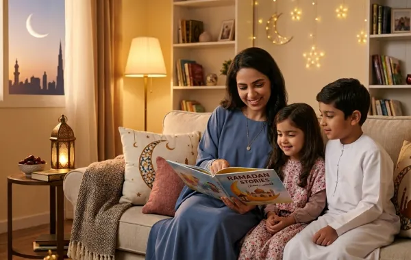 صورة أم تقرأ القصص لأطفالها