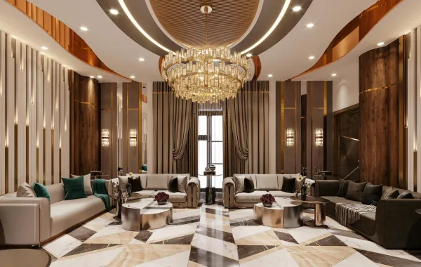 مجلس مصمم مع ثريا سقفية لم تعد دارجة