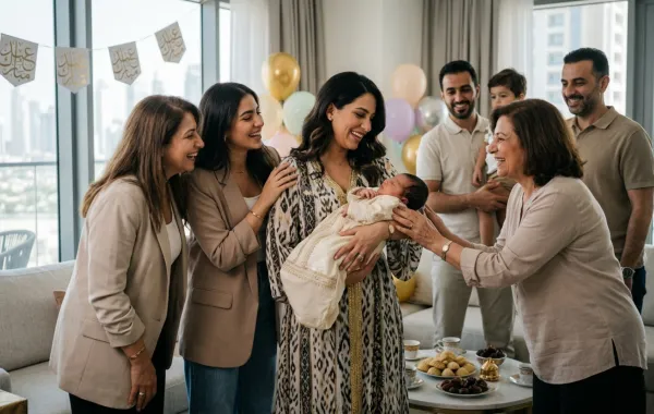 صورة ضيوف حول المولود في العيد