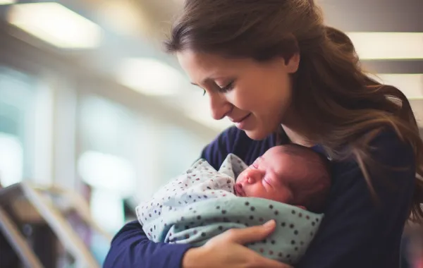 صورة لأم تحمل مولودها بشكل صحيح