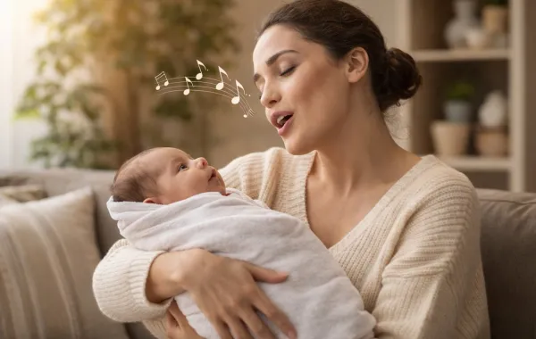 صورة لأم تغني لمولودها