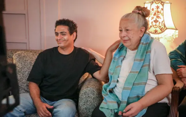 سمية الألفي ومحمد صلاح العزب من كواليس تصوير فيلم سفاح التجمع