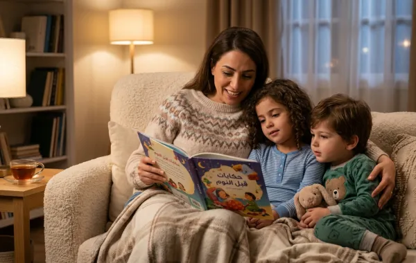 صورة أم تقرأ القصص