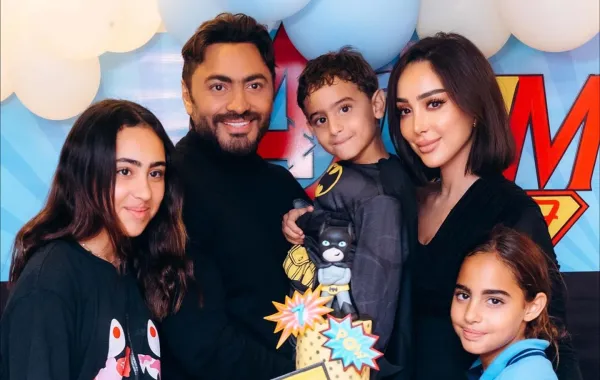 تامر حسني وبسمة بوسيل وابنائهما- الصورة من حساب بسمة على إنستغرام