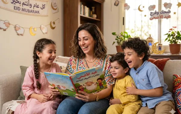 صورة أم تقرأ القصص لأطفالها