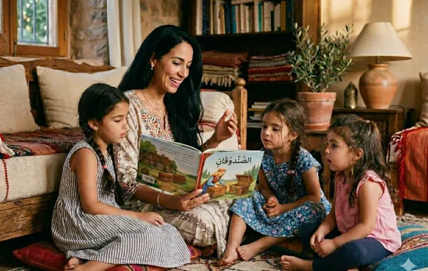 صورة أم تقرأ القصص