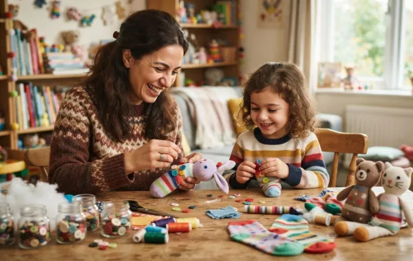 صورة ماذا يمكنك أن تصنعي باستخدام جوارب قديمة وأزرار للأطفال؟