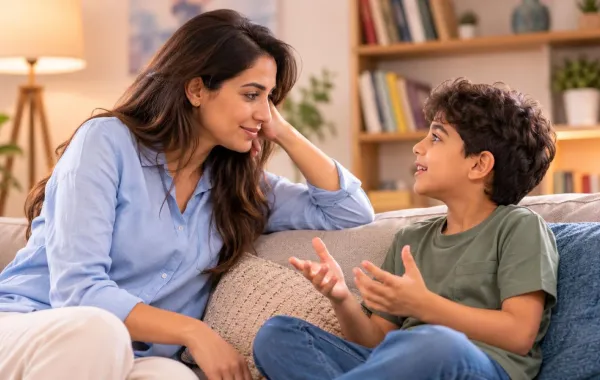 صورة لأم تحرص على نفسية طفلها