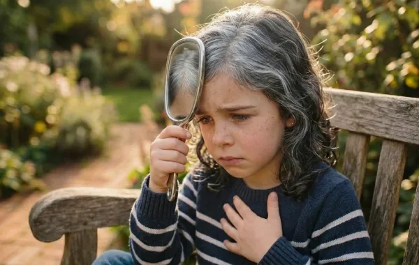 صورة لطفلة تعاني من الشيب