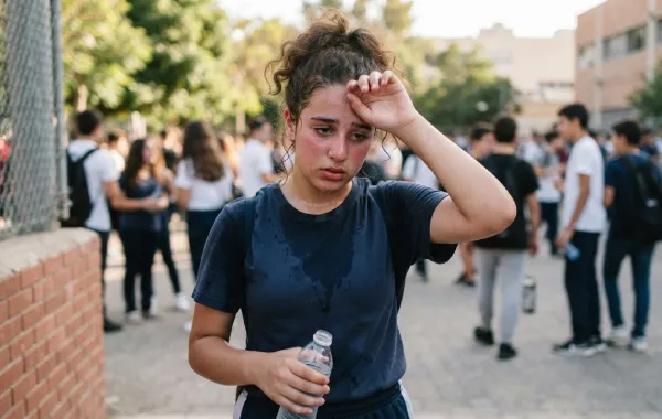 صورة لمراهقة تعاني من هبات الساخنة