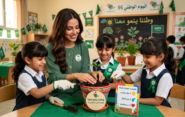 زراعة نبتة صغيرة بعنوان "وطننا ينمو معنا"
