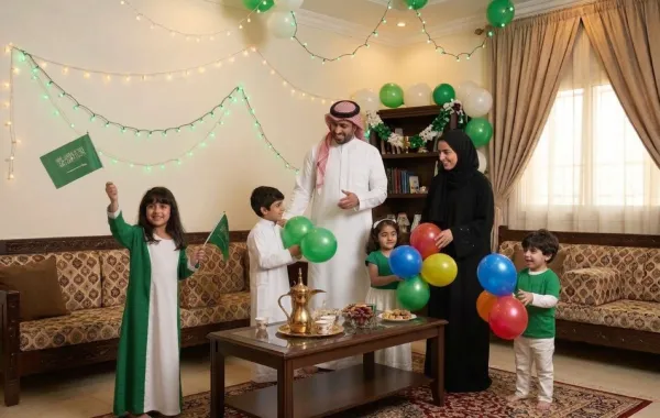 صورة لعائلة سعودية تحتفل بهذا اليوم