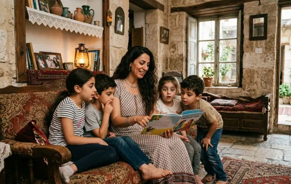 صورة أم تقرأ القصص